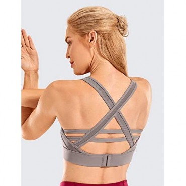 CRZ YOGA Women's Longline Strappy Sports Bras High Impact Criss Cross Wirefree Padded Yoga Bra Tops