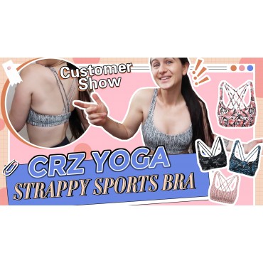 CRZ YOGA Women's Low Impact Strappy Sports Bra for Women Wirefree Padded Yoga Bra Tops