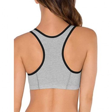 Fruit of the Loom womens Built-up Sports Bra Heather Grey With Black/Charcoal/Black - 3 Pack 48 US