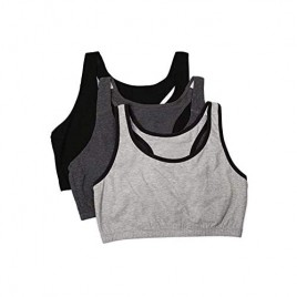 Fruit of the Loom womens Built-up Sports Bra Heather Grey With Black/Charcoal/Black - 3 Pack 48 US