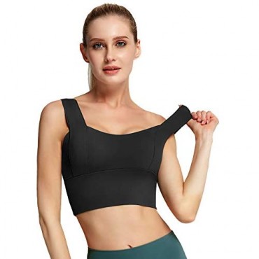 Lushforest Workout Running Bras Sports Bra Yoga Bra Strappy Full-Support Padded Sports Gym Crop Tank Tops Fitness for Women