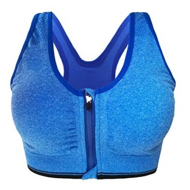 nonbrand Women’s Zip Front Sports Bras-Comfortable Elastic Brassiere Removable Padded Activewear Bra for Yoga Running Fitness