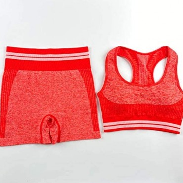 OQQ Exercise Outfit Women Seamless Workout 2 Piece Yoga High Waist Shorts Racerback with Sport Bra Set