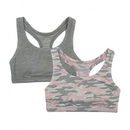 Popular Girl's Print and Solid Racerback Sports Bra - 2 Pack
