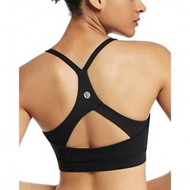 RUNNING GIRL Stappy Sports Bra for Women Sexy Open Back Medium Support Yoga Bra with Removable Cups