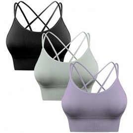 Sykooria 3 Pack Strappy Sports Bra for Women Sexy Crisscross for Yoga Running Athletic Gym Workout Fitness Tank Tops