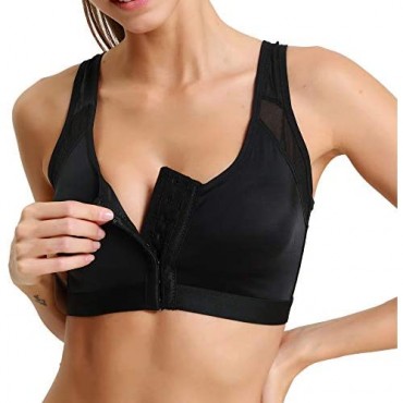 Women Post Surgery Bra Sports Support Surgical Wireless Front Closure Comfort Brassieres with Adjustable Straps