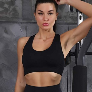 Women Seamless Padded Strappy Sports Bra Yoga Fitness Running Sportswear top