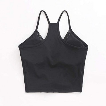 Womens Sports Bra Workout Crop Top Yoga Running Padded Tank Fitness Gym Camisole Longline Vest