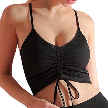 Womens Sports Bra Workout Crop Top Yoga Running Padded Tank Fitness Gym Camisole Longline Vest