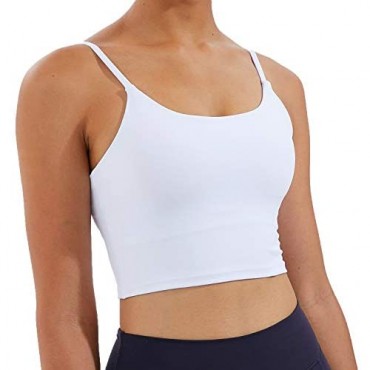 Women's Strappy Stretch Sports Bra Longline Yoga Tank Top Fitness Bra Workout Camisole Crop Tops for Teen Girl