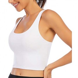 Youloveit Sports Bras for Women Padded Longline Yoga Cami Crop Tank Tops with Built-in Bra