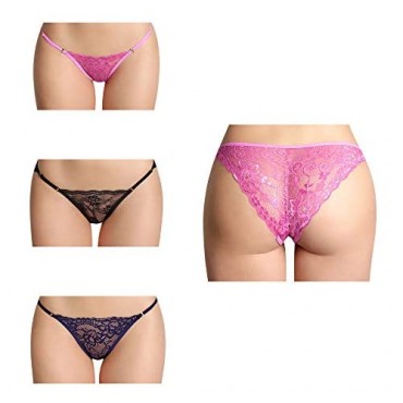 Besame Women Sexy Lingerie Bikini Panties Lace Underwear One Size (3 Pack)
