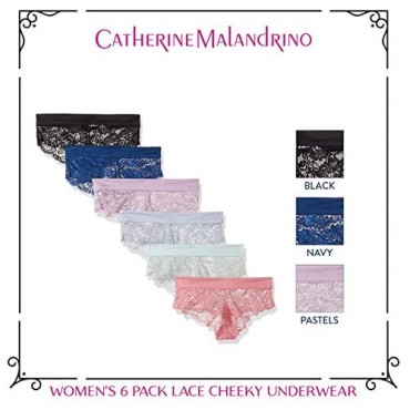 CATHERINE MALANDRINO Women's 6-Pack Sexy Lace Cheeky Panties Underwear Multicolor