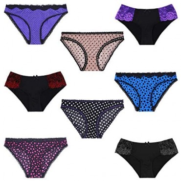 Curve Muse Women Sexy Lace Bikini Hipster Panties Mid High Rise Briefs-6 or 8 Pk