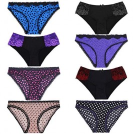 Curve Muse Women Sexy Lace Bikini Hipster Panties Mid High Rise Briefs-6 or 8 Pk