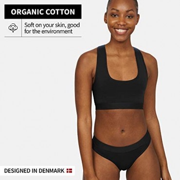DANISH ENDURANCE Women’s Organic Cotton Stretch Bikini Panties 6-Pack OEKO-TEX standard Black Blue Grey Underwear