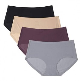 LOCCEF 4 Pack Women's Invisible Seamless Bikini Underwear Half Back Coverage Panties