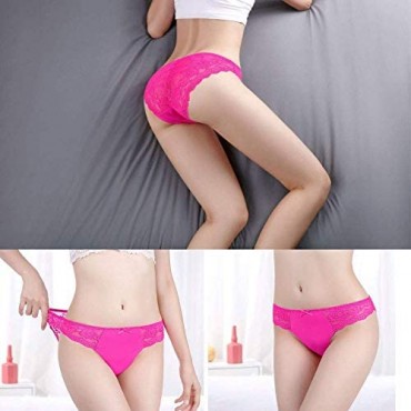 Pholeey 6 Pack Womens Underwear Invisible Seamless Bikini Lace Underwear Half Back Coverage Panties