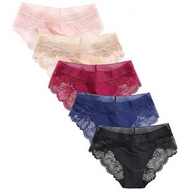 Seasment Women's Underwear Silky Comfy Lace Bikini Briefs Panties Size XS