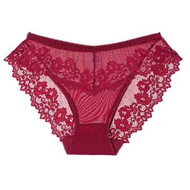 Vresqi Womens Underwear Invisible Seamless Bikini Lace Underwear Comfy Lace Briefs Pack of 5