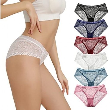 Womens Lace Underwear BIONEK Sexy Bikini Panties Silky Cheeky Hipster Stretch Panty Pack of 6