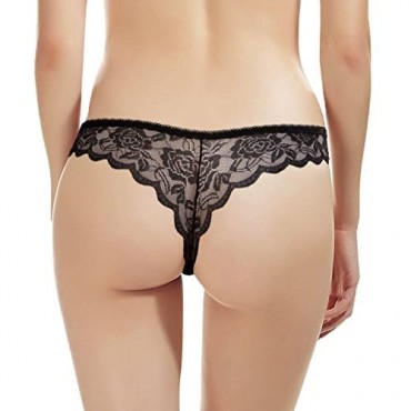Anzermix Women's Sexy Lace Cheeky Tong Panty Pack of 6
