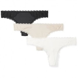  Brand - Mae Women's Supersoft Brushed Microfiber Thong Underwear  3 Pack