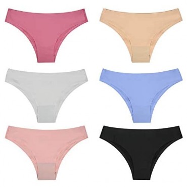Closecret Lingerie Women’s 6 Pack Seamless Underwear Ice Silk Comfy Tangas Panties