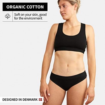 DANISH ENDURANCE Women’s Organic Cotton Thong Stretchy Soft Breathable Underwear Panties Pack of 3 Black Grey Blue