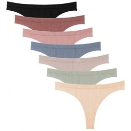 Dlala Women's Thongs Breathable Panties Low Rise Sexy G-String Underwear Pack of 7