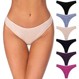 Ekouaer Womens Thongs Invisible Panties No Show Seamless Hipster S-XL 6 Pack G-String Cotton Thongs