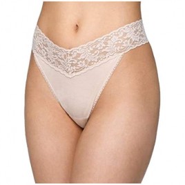Hanky Panky Organic Cotton Original Rise Thong with Lace 891801