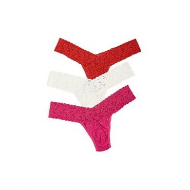 hanky panky Signature Lace Low Rise Valentines Thong 3 Pack One Size (2-12)