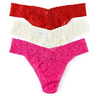 hanky panky Signature Lace Original Rise Valentines Thong 3 Pack One Size (4-14)