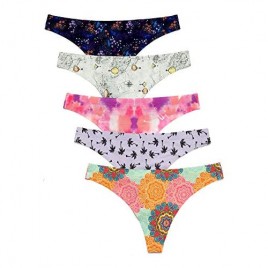 Hidemi Women Thongs Seamless Panties Breathable Sexy Underwear Pack of 5