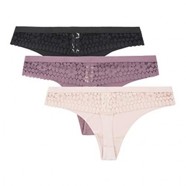 Jessica Simpson Women's No Show Thong Panties Underwear Multi-Pack