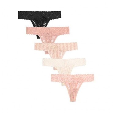 Jessica Simpson Women's Stretch Lace No Show Thong Panties Underwear Multi-Pack