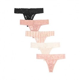 Jessica Simpson Women's Stretch Lace No Show Thong Panties Underwear Multi-Pack