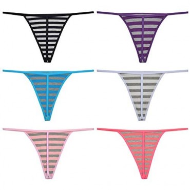 Kissecret Women Cotton G-Strings Underwear Pack of 6pcs Sexy T-String Thong Panties