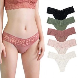 Lacy Studio Women Underwear Soft Sexy Thongs with Lace
