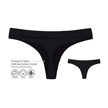 Nowketon Thongs for Women Seamless No Show Thong Stretchy Spandex Nylon Underwear