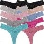 UWOCEKA Cotton Thongs for Women Variety of Thong Lace Trim 10 Pack of Undies Panties Tanga