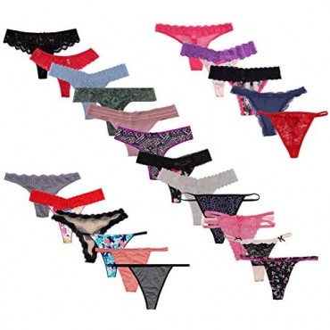 WDX Variety Panties for Women Underwear 20 Pack Thong G Strings Sexy Tangas Hipster (S)