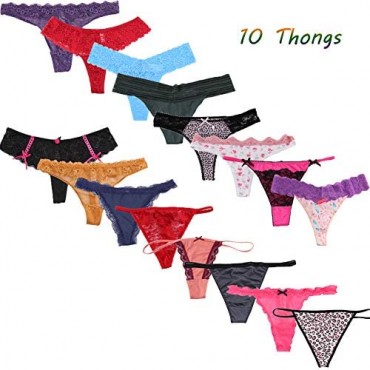 WDX Variety Panties G String Thongs for Women Sexy Womens Underwear Cheeky Tangas (10 Pack)