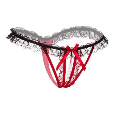 Women’s Sexy Panties Lace Thongs G-String with Pearls Ball
